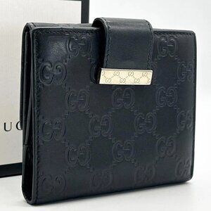 Authentic Gucci Bi-Fold Compact Wallet – Black Calfskin Leather – With Original
